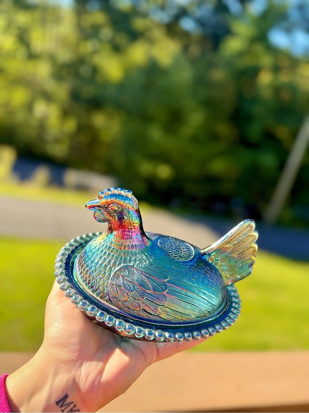 Vintage Indiana Glass Hen on Nest